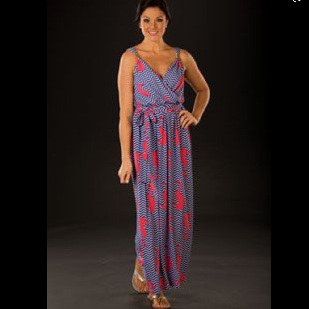 Tracy Negoshian Maxi Dress Sea Horsin’ Around Pink